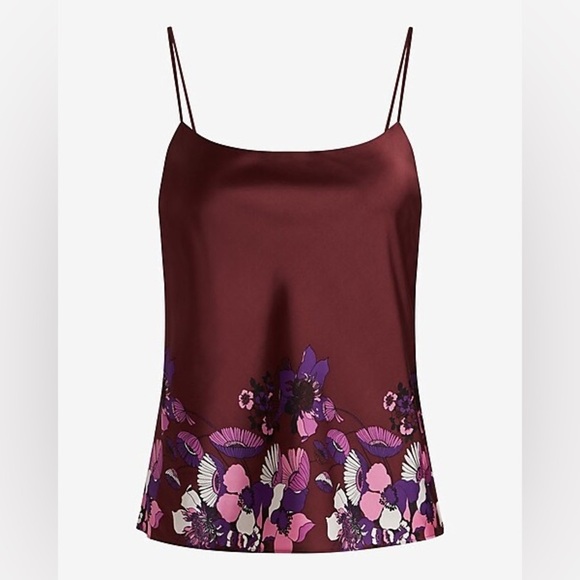 Satin Floral Scoop Neck Downtown Cami - Picture 1 of 9